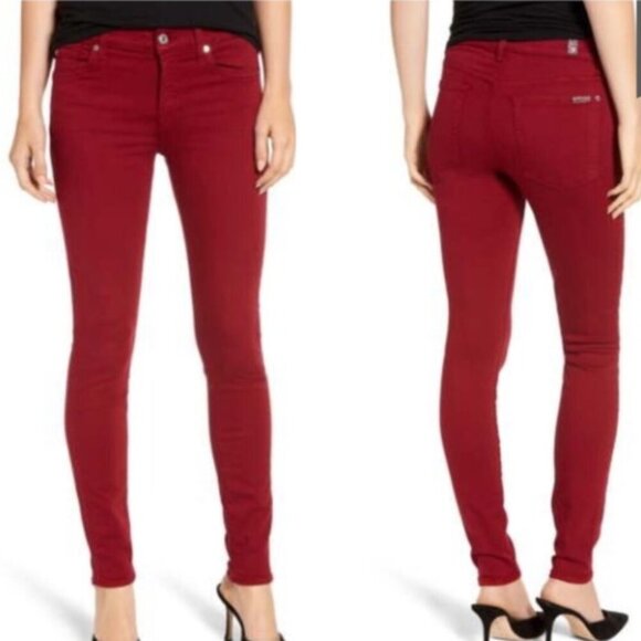 7 For All Mankind 'The Skinny' Crimson Jeans Size 31 - Picture 1 of 13